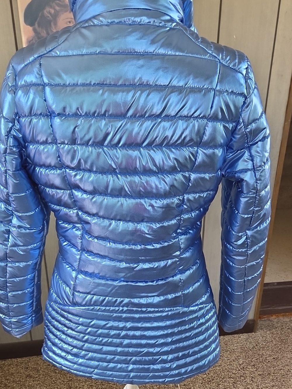 White Mark Metallic Blue Quilted Puffer Jacket - Picture 5 of 6